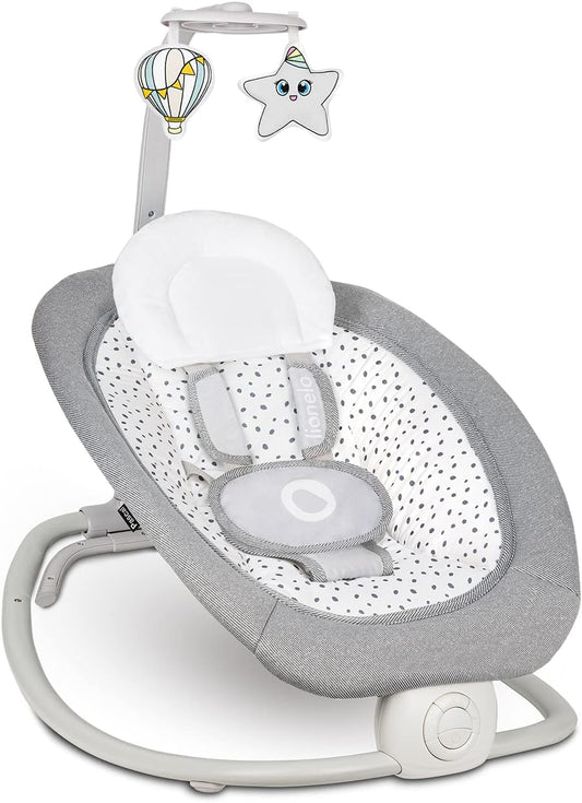 Lionelo Pascal vibrating baby swing-chair with melodies and play carousel, Grey Dove