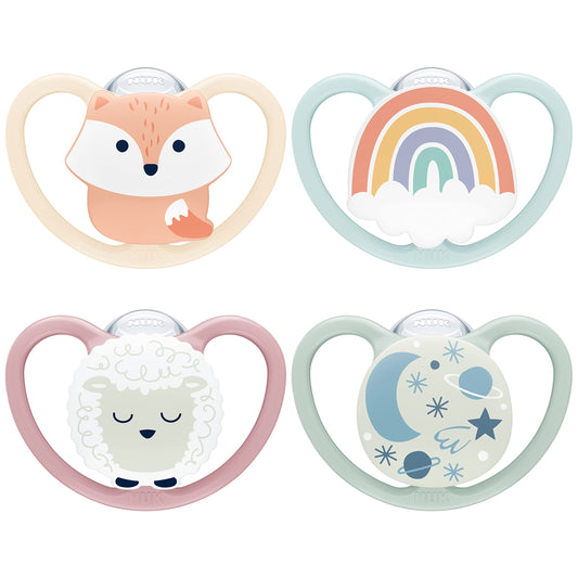 NUK Space Day & Night lutt 0-6 kuud, pimedas helendav, 4 tk