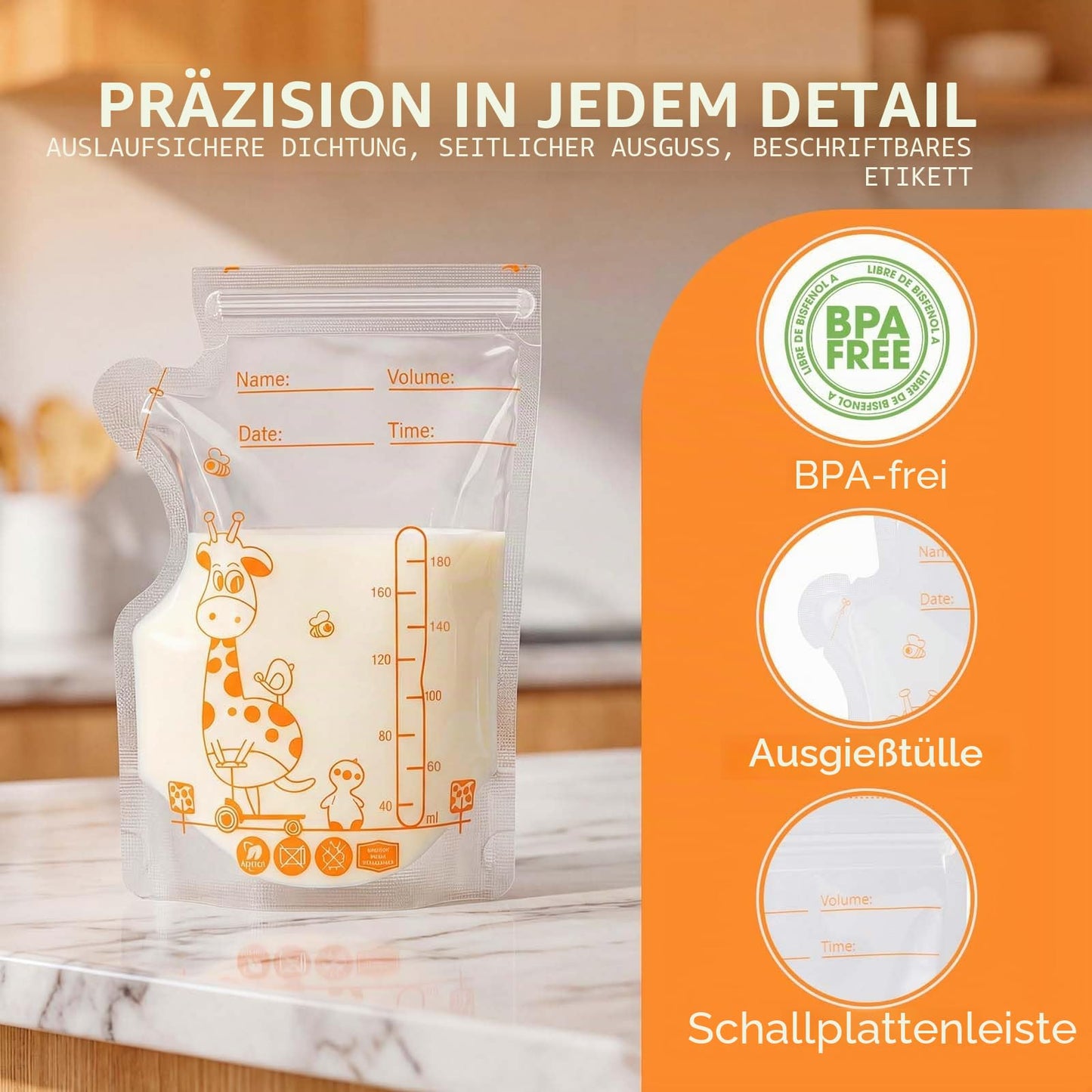 Oderra rinnapiima säilituskotid 100 tk, 180 ml, eelsteriliseeritud, kollane