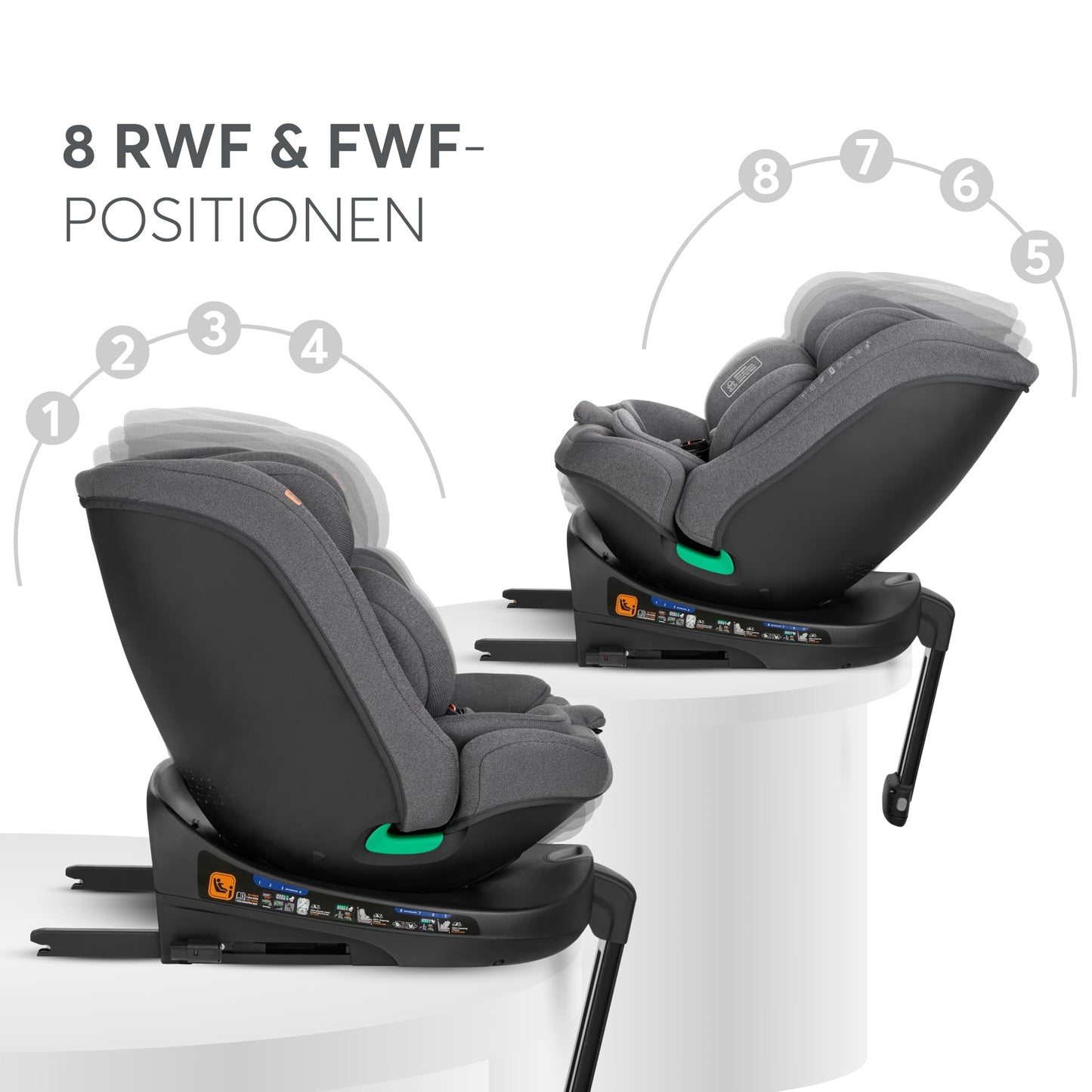 KikkaBoo i-SECURE 360° pöörlev turvatool 0–36 kg / 40–150 cm, tumehall