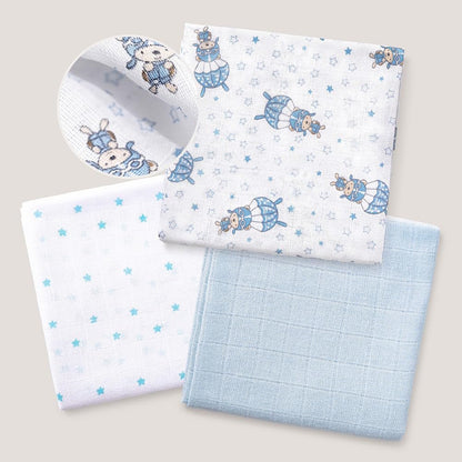 Interbaby 3-osaline musliintekkide komplekt, sinine, 80 × 80 cm, mudel 98971-01
