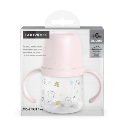 Suavinex Bears treeningtass käepidemetega, 150 ml, roosa