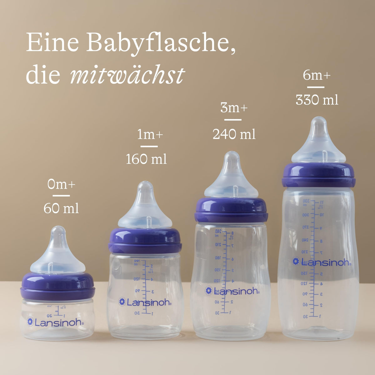 Lansinoh Babyflaschen mit NaturalWave Sauger S, 160 ml, 2 Stück