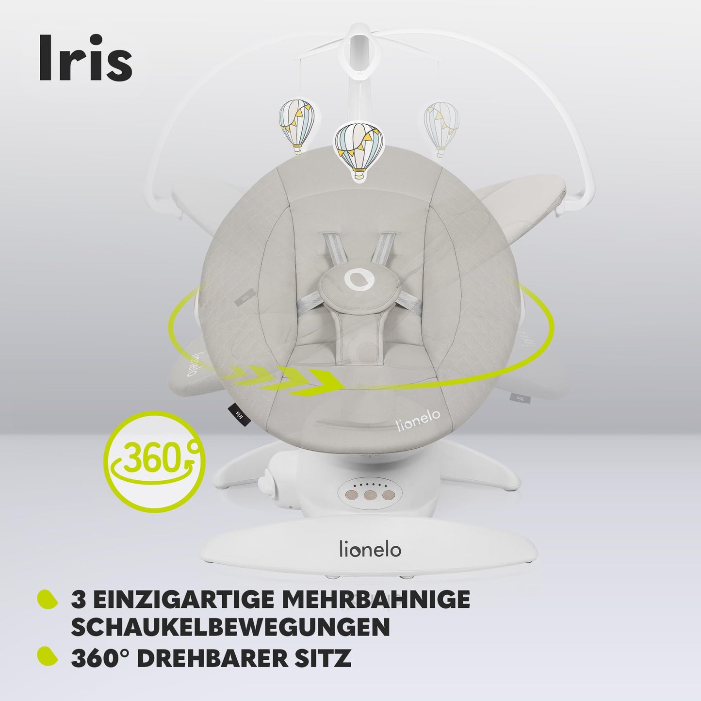 Lionelo Iris elektriline beebikiik 360° pöörlev, beež, kuni 9 kg