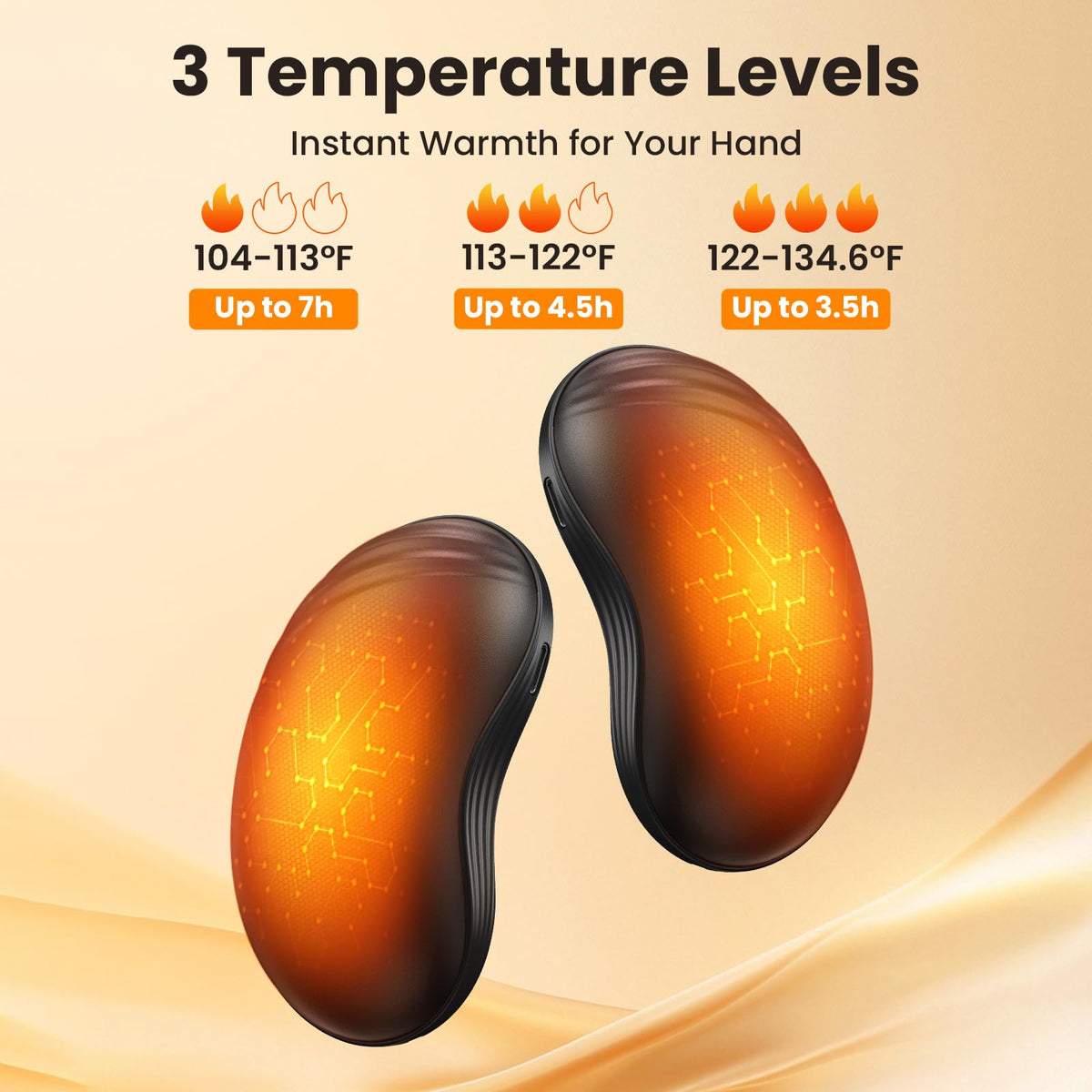 Laetav magnetiga käesoojendaja sõrmevurriga, 2 tk (2 x 3000 mAh), must