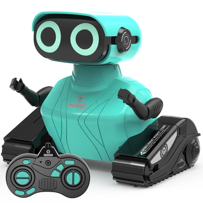 Puldiga juhitav robot lastele, LED-silmade ja tantsufunktsiooniga, sinine