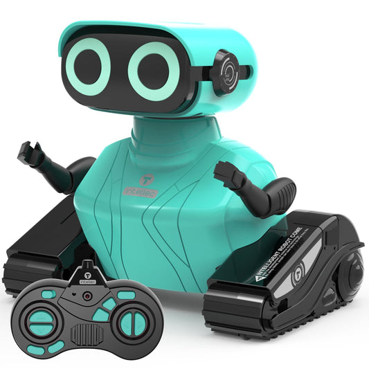 Puldiga juhitav robot lastele, LED-silmade ja tantsufunktsiooniga, sinine