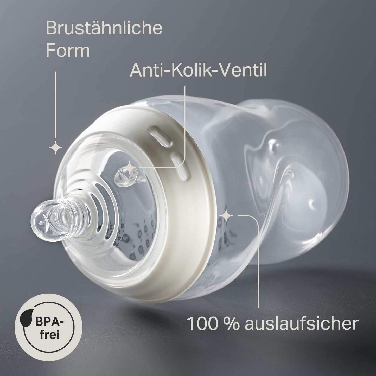Tommee Tippee Natural Start koolikuvastane lutipudel 340 ml, 2 tk, keskmise vooluga, läbipaistev