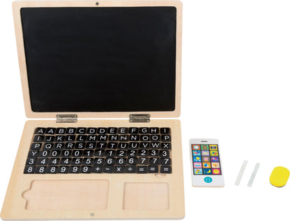 Small Foot puidust mängulaptop magnet- ja kriiditahvliga