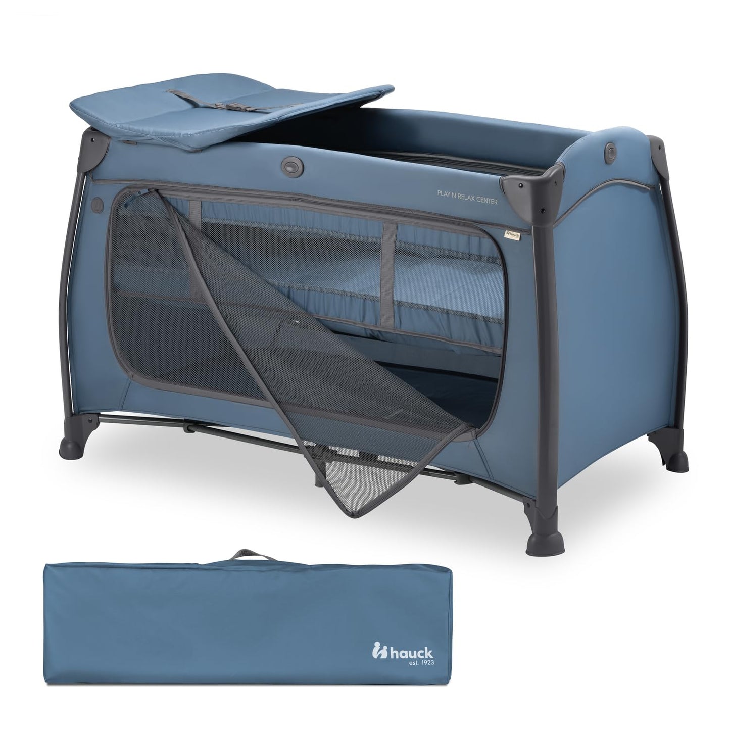 Hauck Play N Relax Center reisivoodi 2 kõrgusega, koos mähkimisalusega 120 × 60 cm, sinine