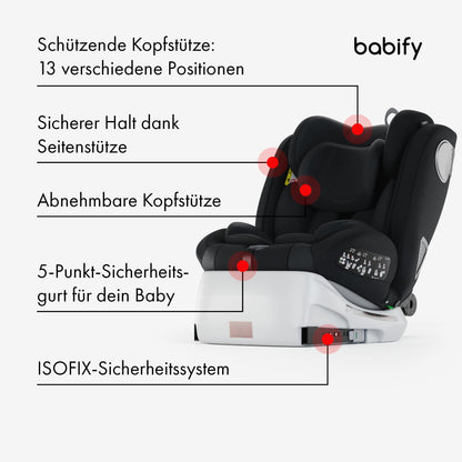 Babify Onboard 360° pöörlev turvatool, Isofix, i-Size 40–150 cm, must/tumehall