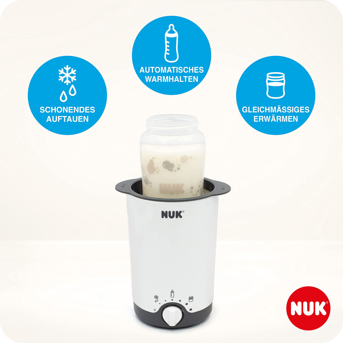 NUK Thermo 3in1 pudelisoojendaja, valge, EU-pistik