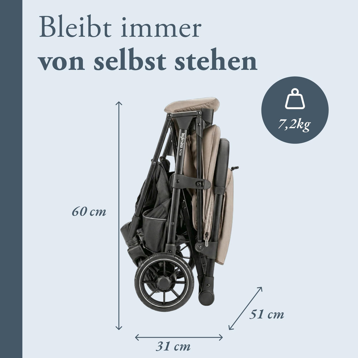 Inglesina NOW kompaktne jalutuskäru Shot Beige, 7,2 kg, alates sünnist kuni 22 kg