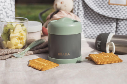 Béaba termospurk beebitoidule, roostevabast terasest, 300 ml, Mineral Grey/Sage Green