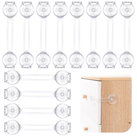 AiQInu child safety locks for cabinets and drawers, transparent, 9 pcs