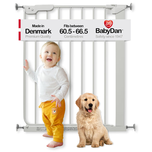 BabyDan Esbjerg kitsas survekinnitusega turvavärav 60,5–66,5 cm, valge