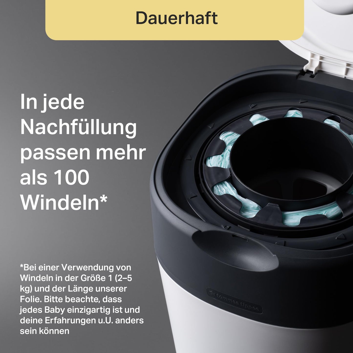 Tommee Tippee Twist & Click Advanced mähkmekonteiner + 6 täitekassetti, valge