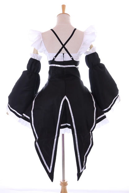 Naiste cosplay kostüüm „Re:Zero“ Rem/Ram teenijanna, 7-osaline komplekt, suurus L