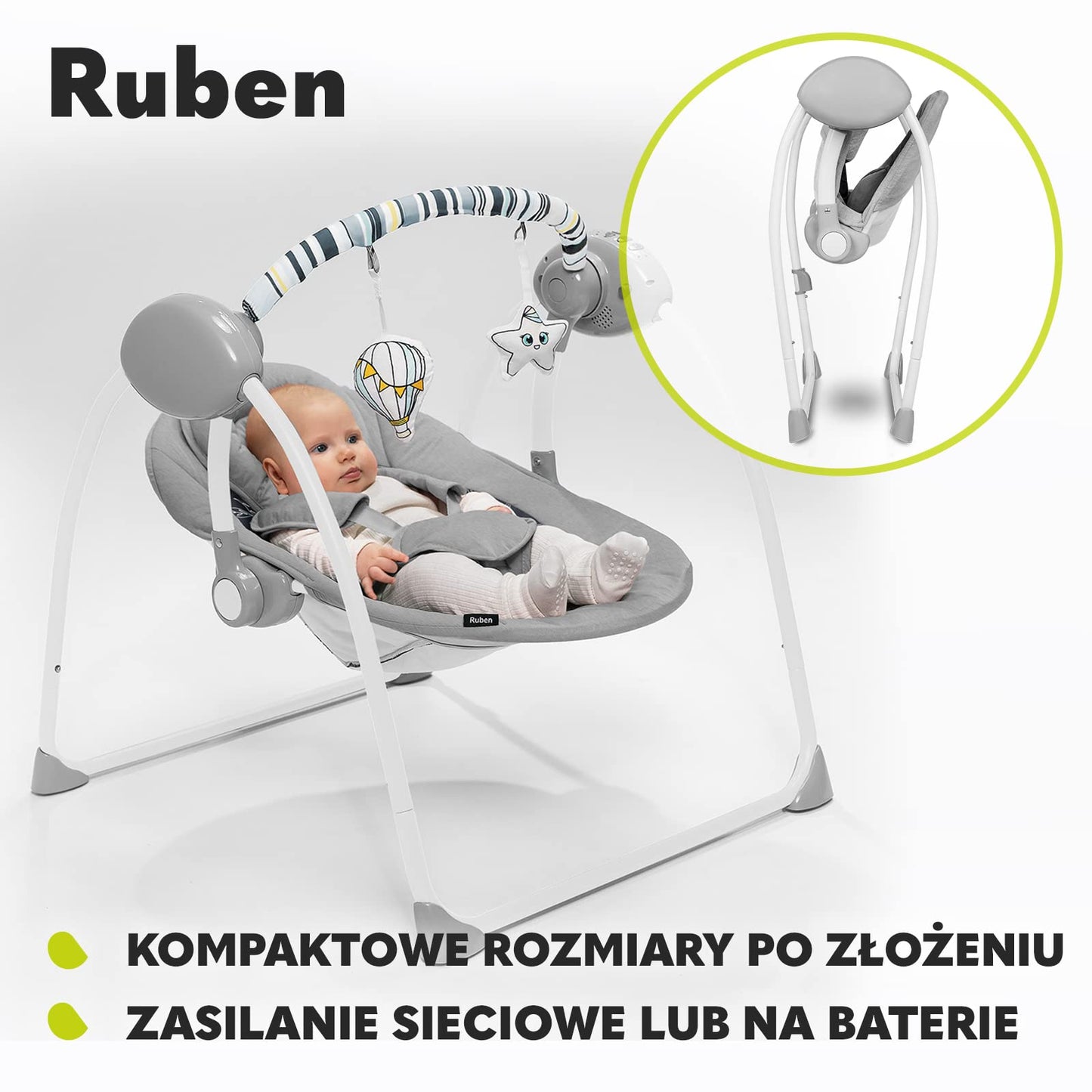 Lionelo Ruben elektriline beebikiik, kuni 9 kg, hall-türkiis