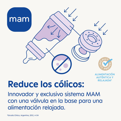 MAM Easy Start Anti-Colic lutipudel 160 ml, roosa (0+ kuud)