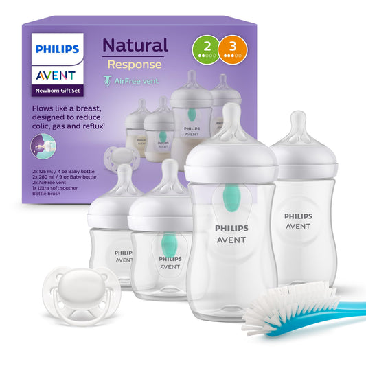 Philips Avent AirFree Vent vastsündinu kinkekomplekt – 4 lutipudelit, lutt ja pudelihari (SCD657/11)