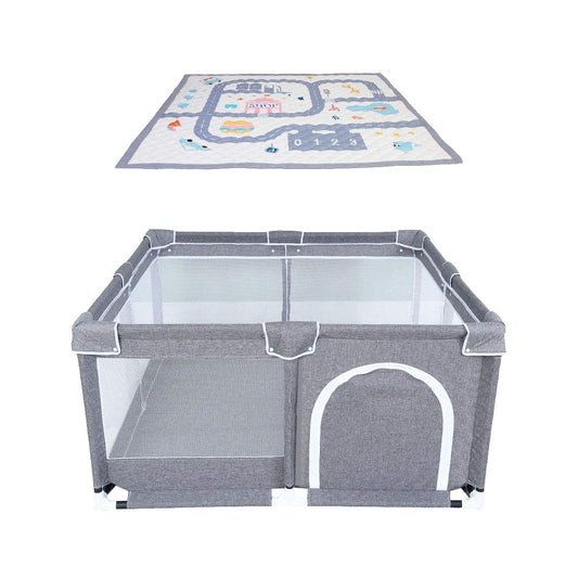 Star Ibaby Oxford XL mänguaedik ülipehme mängumatiga, 125 × 125 cm, hall (Soft Grey)