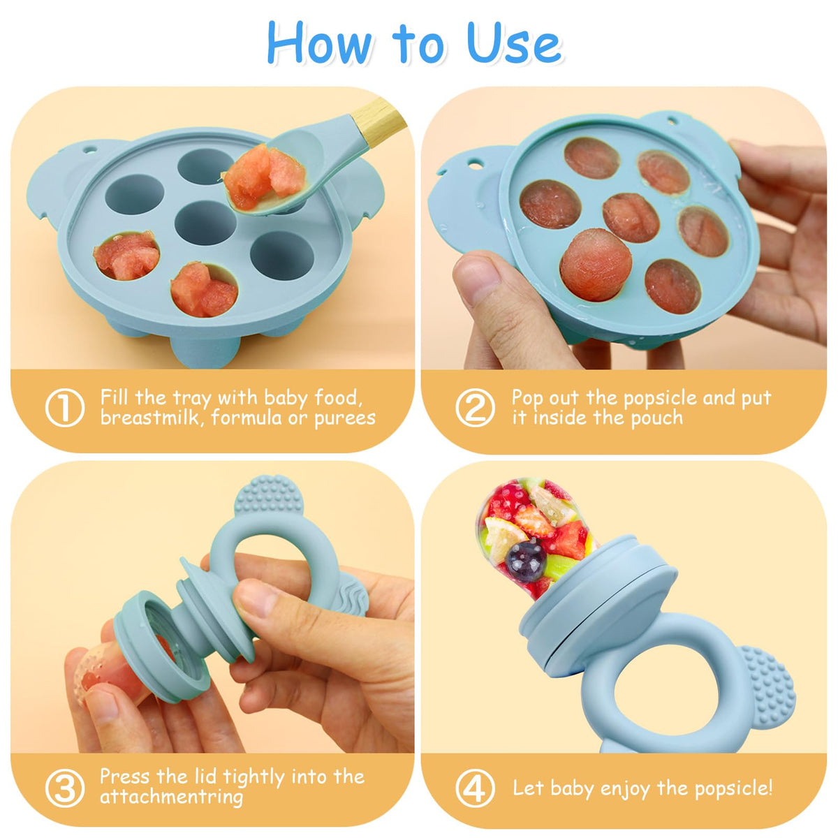 JoyPlus puuviljalutt BFS-Nipple, alates 3+ kuud, tolmune sinine (Staubblau)
