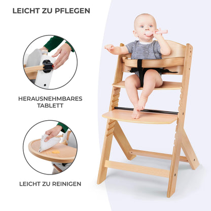 Kinderkraft ENOCK söögitooli istmepadi, 2 tk, valge, pehme, takjakinnitusega