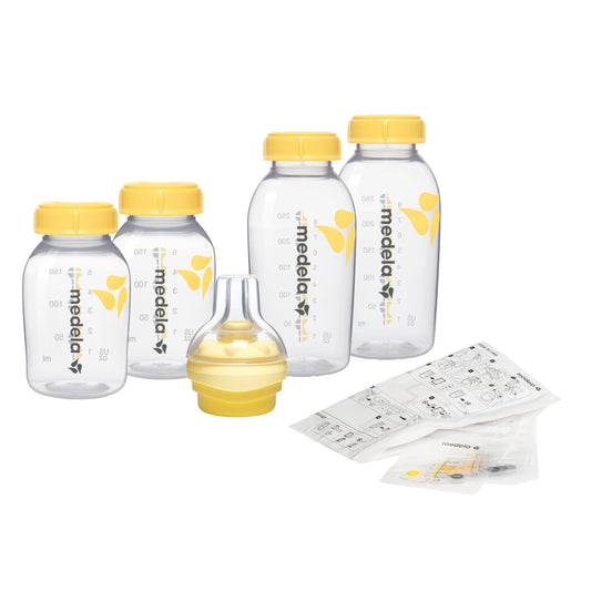 Medela Store & Feed komplekt – rinnapiima hoiustuspudelid, Calma lutiosa ja hoiukotid, BPA-vaba