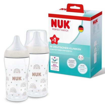 NUK Perfect Match lutipudelite komplekt 2 tk 260 ml, Rainbow