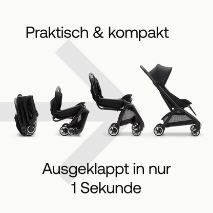 Bugaboo Butterfly ultrakompaktne jalutuskäru, koos kandekoti ja organisaatoriga (must)