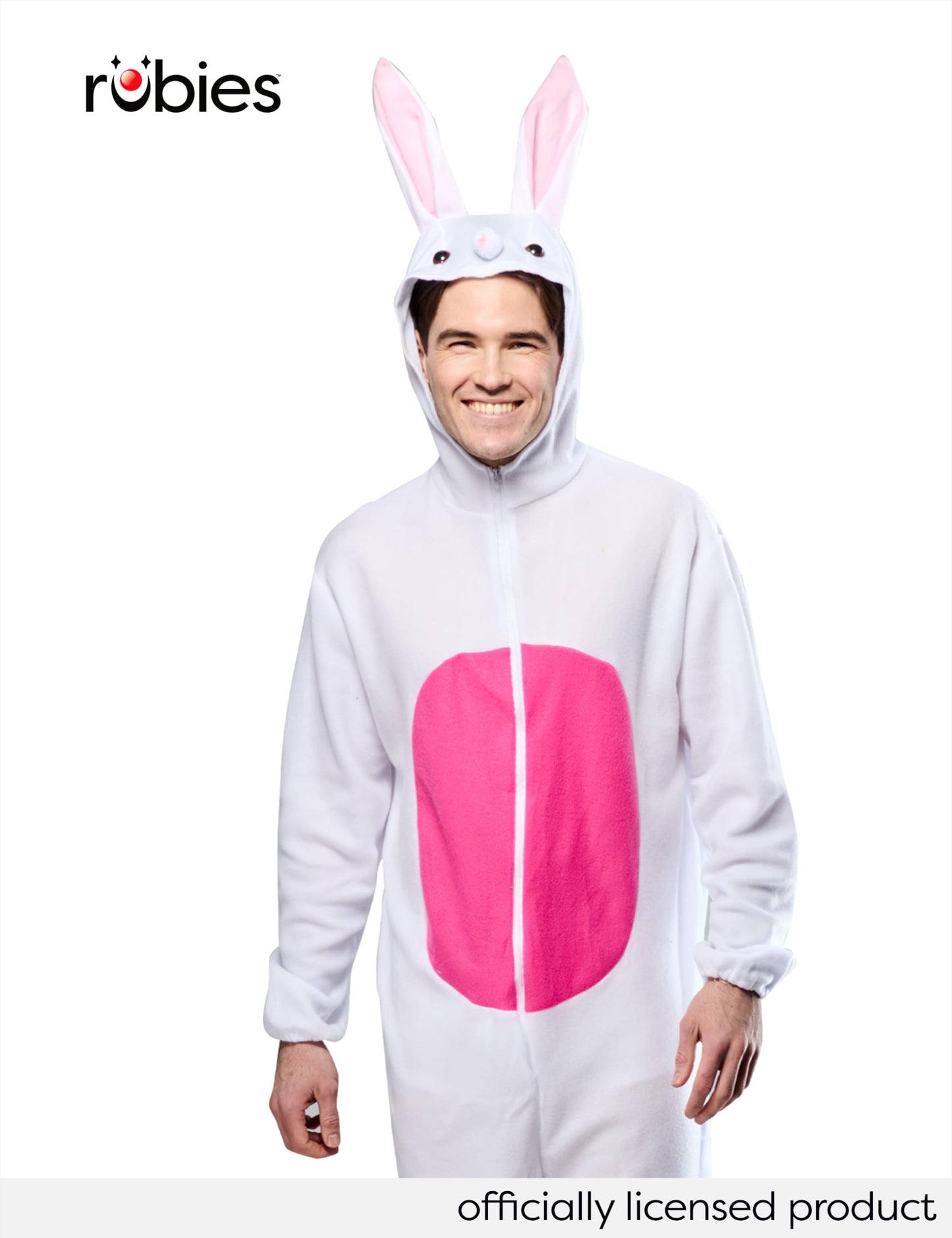 Rubie’s täiskasvanute jänese kostüüm, unisex, valge roosade detailidega