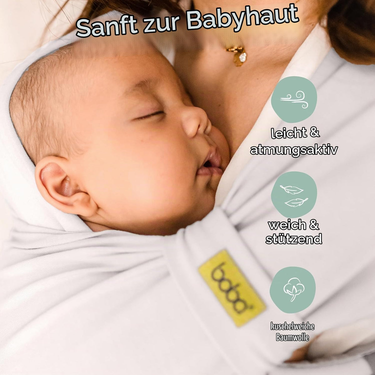 Boba Bliss hübriidkandelina ilma sidumiseta, orgaaniline puuvill, hallikasbeež (Organic Stone), 3–15 kg