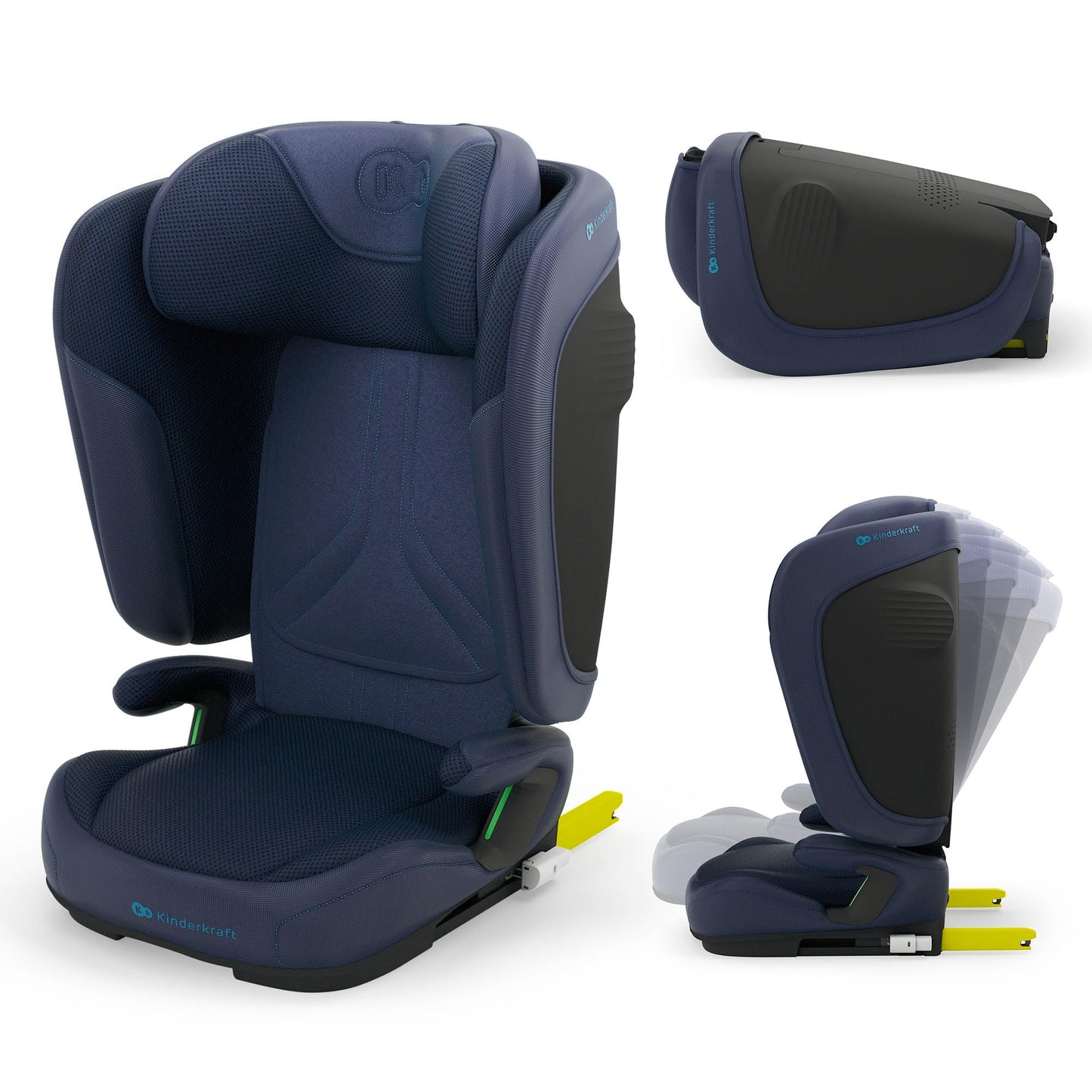 Kinderkraft UNITY 2 i-Size klapitav turvatool 100–150 cm, ISOFIX, tumesinine