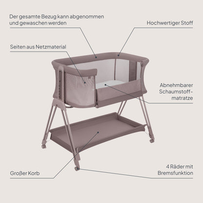 Lionelo Luna EIN vooditasku ja reisivoodi madratsiga, beež (Beige Taupe), kuni 9 kg