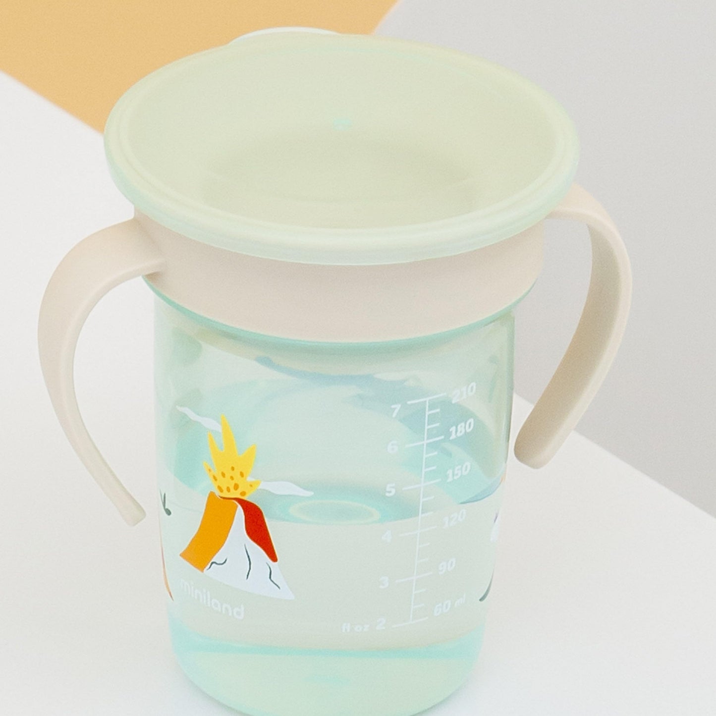 Miniland Jurassic lekkekindel 360° treeningtass käepidemetega, 270 ml