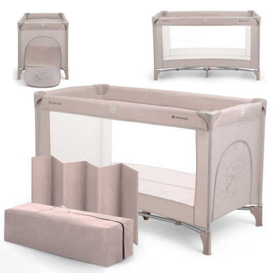 KikkaBoo SO Gifted travel cot, foldable, 120 × 60 cm, beige