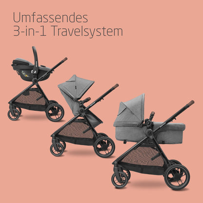 Maxi-Cosi Zelia S Trio 3-ühes vankrikomplekt, sünnist kuni 4. eluaastani (hall)