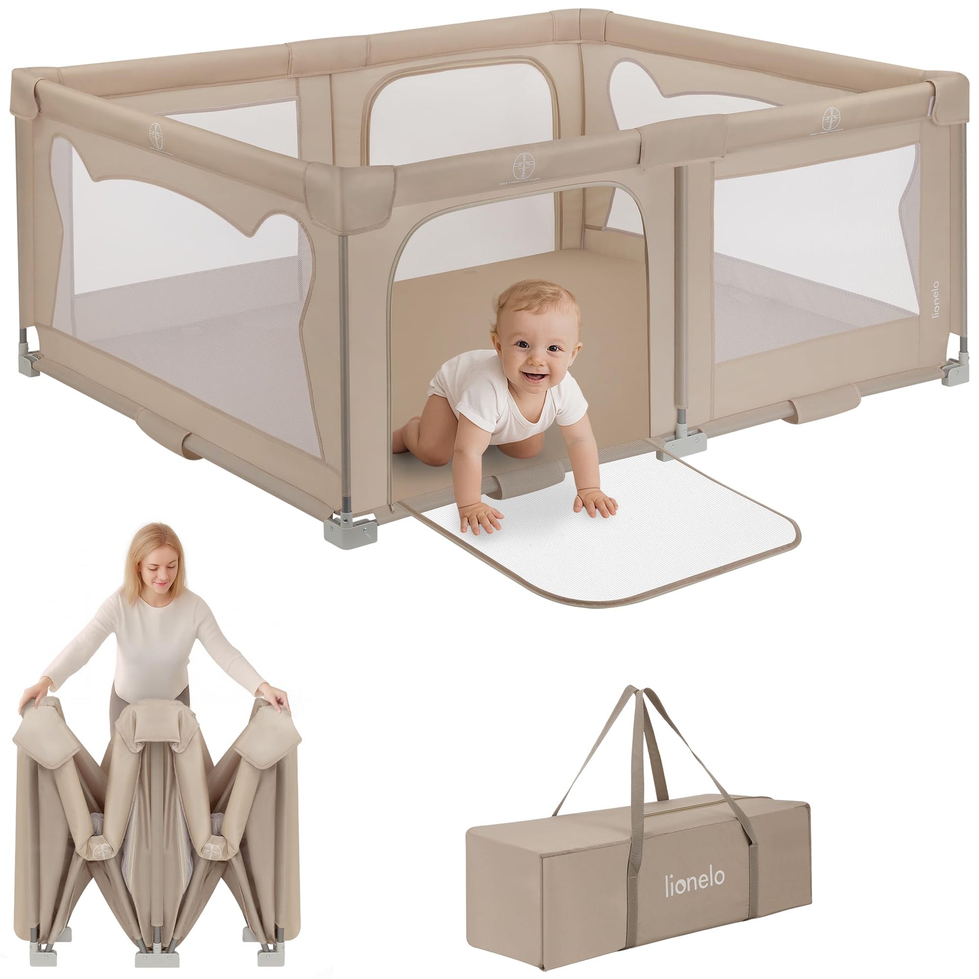 Lucellia® 5 in 1 Grondbox/Baby Box 180x200 cm – Speelbox/Kruipbox – Grote Baby Playpen met Dubbelzijdige Speelmat – Veilig, Stevig & Draagbaar Lucellia® 5 in 1 Grondbox/Baby Box 180x200 cm – Speelbox/Kruipbox – Grote Baby Playpen met Dubbelzijdige Speelmat – Veilig, Stevig & Draagbaar