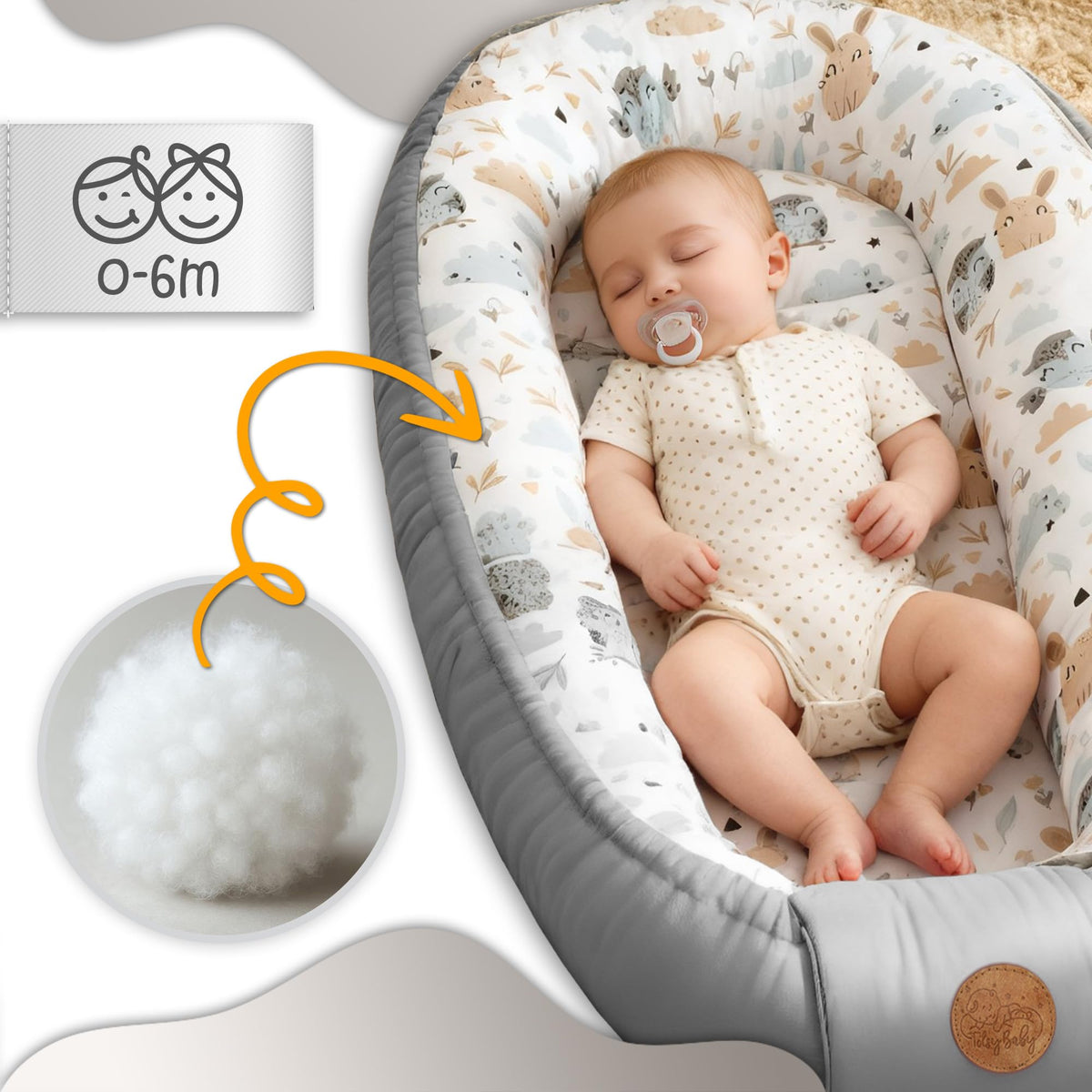 TotsyBaby beebipesa, beež valgete tähtedega