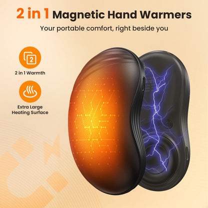 Laetav magnetiga käesoojendaja sõrmevurriga, 2 tk (2 x 3000 mAh), must