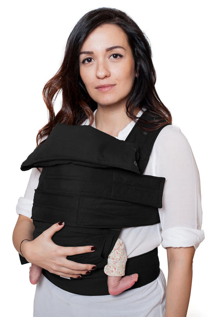 Marsupi 2.0 beebikandekott vastsündinule, kuni 15 kg, kerge ja kompaktne, takjakinnitusega, must S/M