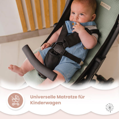 MIMUSELINA universaalne vankri istmepadi Waffle Mint, 34 × 84 cm