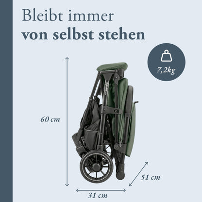 Inglesina NOW kompaktne jalutuskäru Sprint Green, 7,2 kg, alates sünnist kuni 22 kg