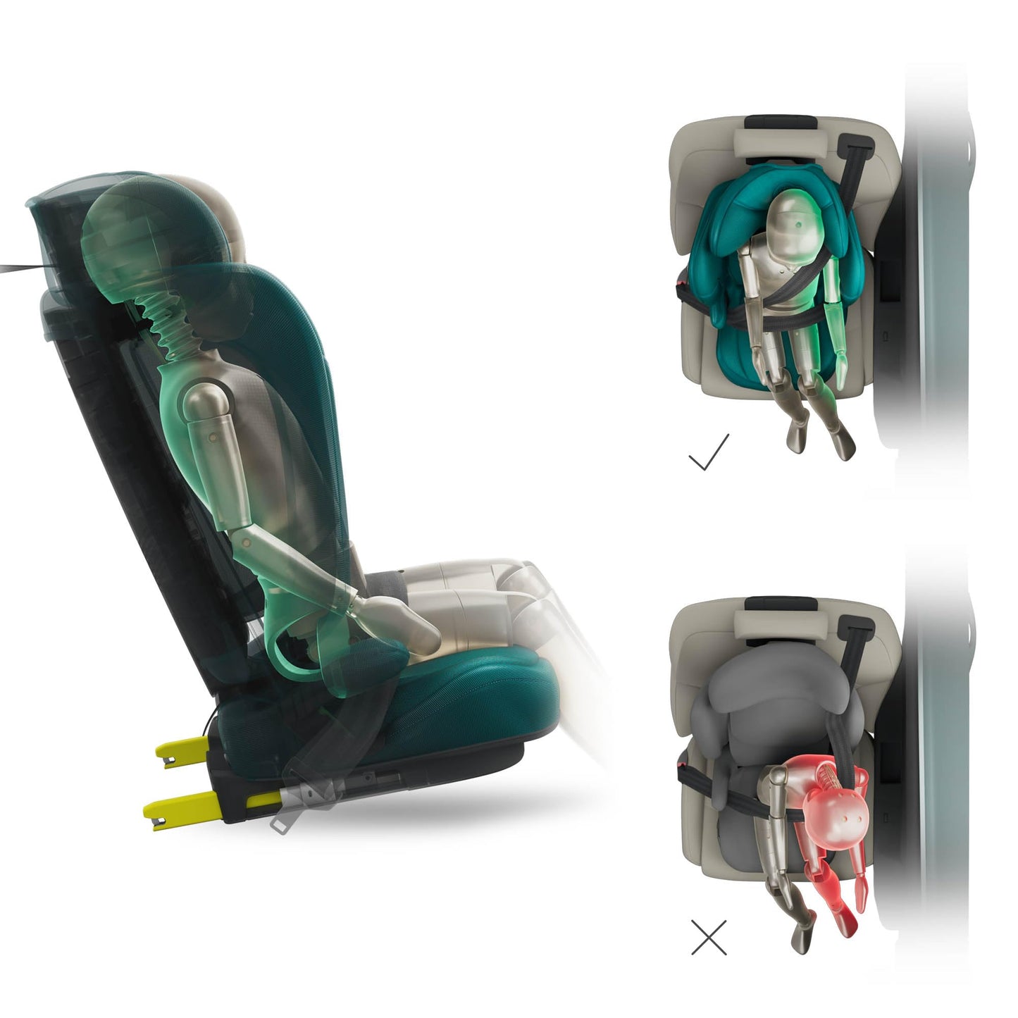 Kinderkraft UNITY 2 i-Size klapitav turvatool 100–150 cm, ISOFIX, tumesinine