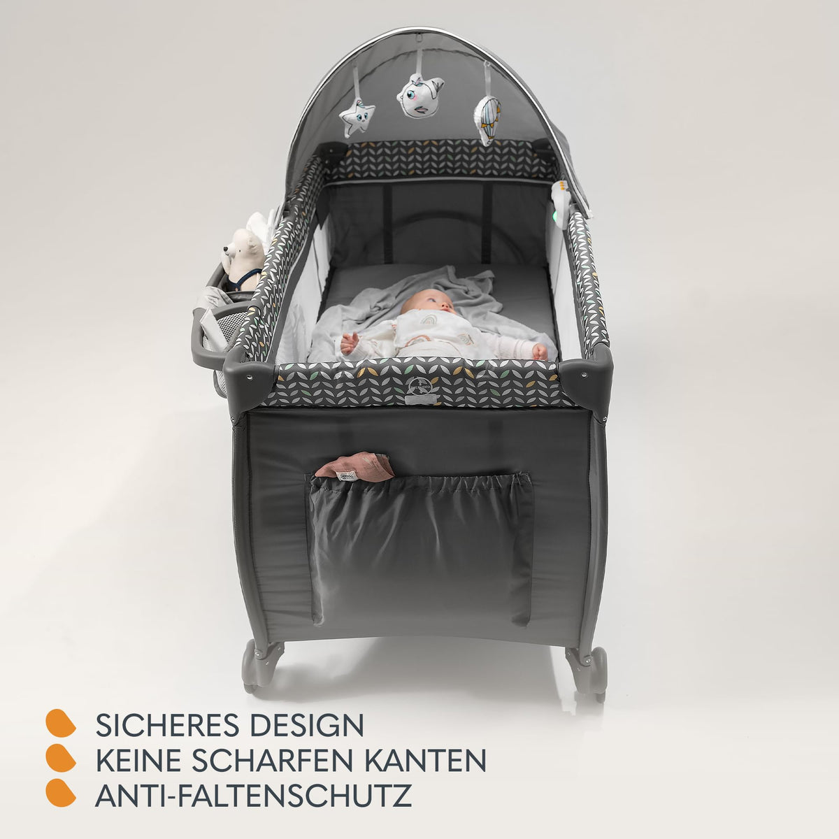 Lionelo Sven Plus 4-ühes reisivoodi mähkimislauaga kuni 15 kg, hall (Grey Scandi)
