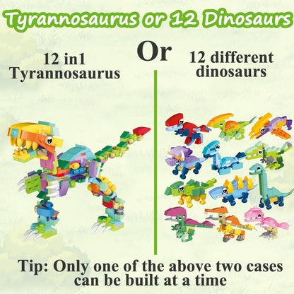 AIDIER 12-ühes dinosauruste ehitusklotsid, hariv ehituskomplekt lastele alates 7. eluaastast