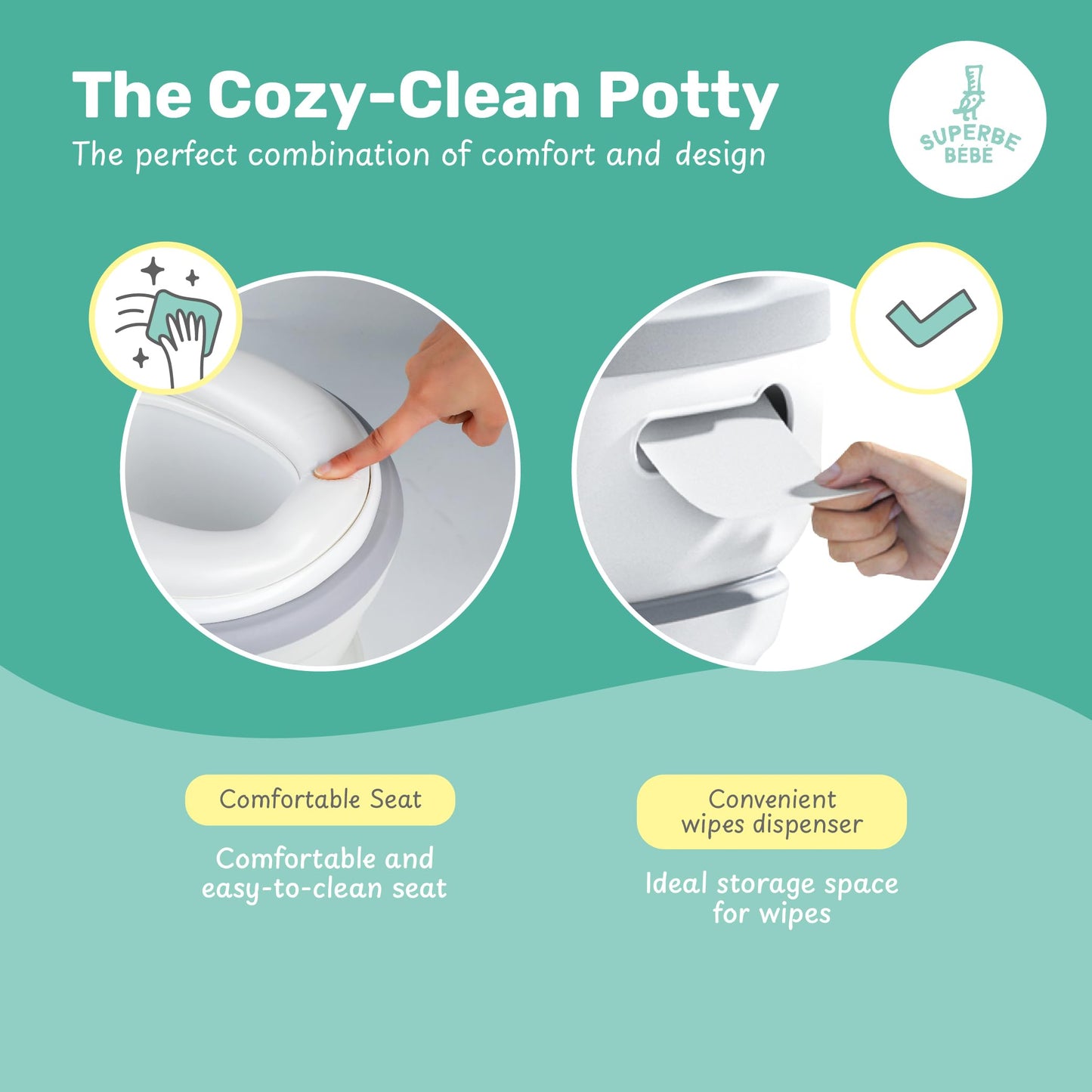 Superbé Bébé heliefektiga treeningpott muusika ja eemaldatava anumaga