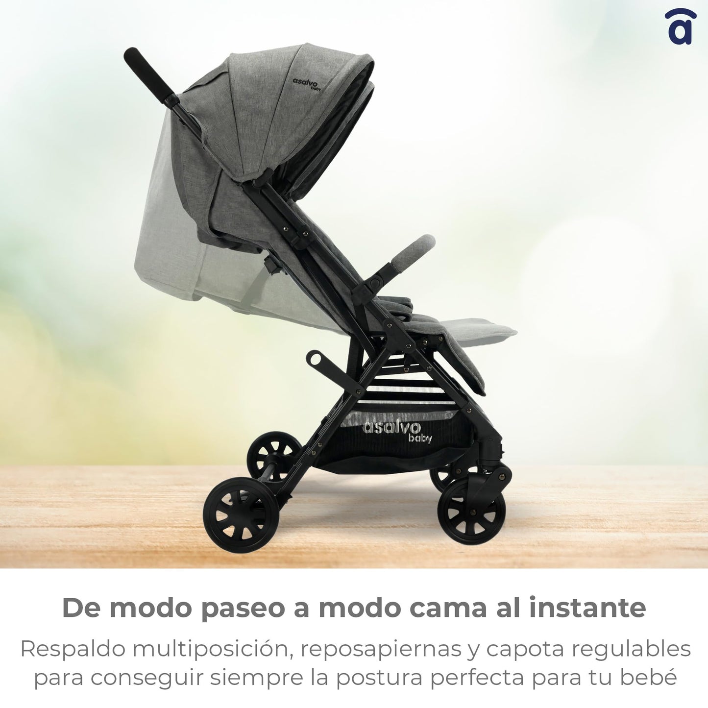 Asalvo Double Henry kaksikkäru vastsündinule kuni 15 kg, reguleeritav ja kokkupandav, roheline