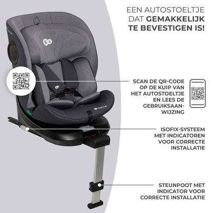 Kinderkraft I-360 i-Size pöörlev turvatool 0–12 a (40–150 cm / 0–36 kg), ISOFIX, hall